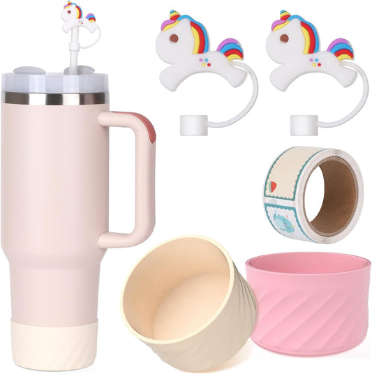 Adorable Unicorn Silicone Straw Topper for Stanley 30 & 40 Oz - BPA Free, Portable, Perfect for Outdoor Activities