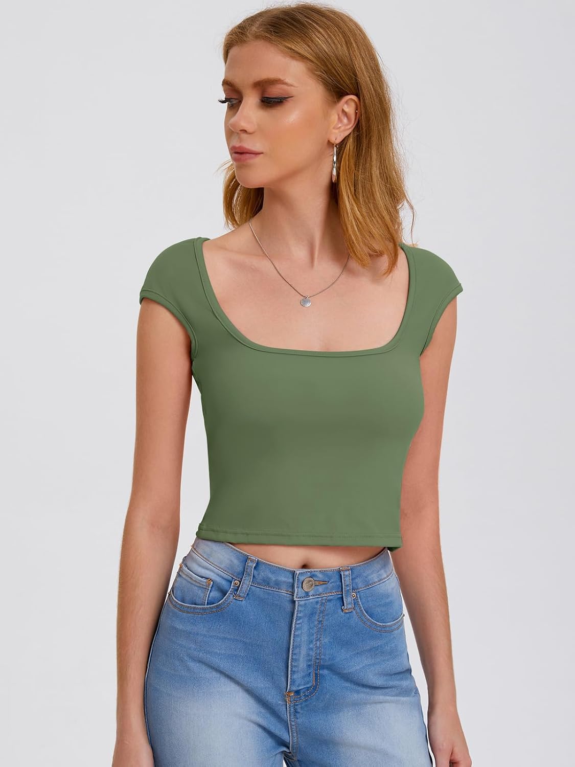 Women's Large Sexy Army Green Crop Top for Women - Backless & Stretch for Summer