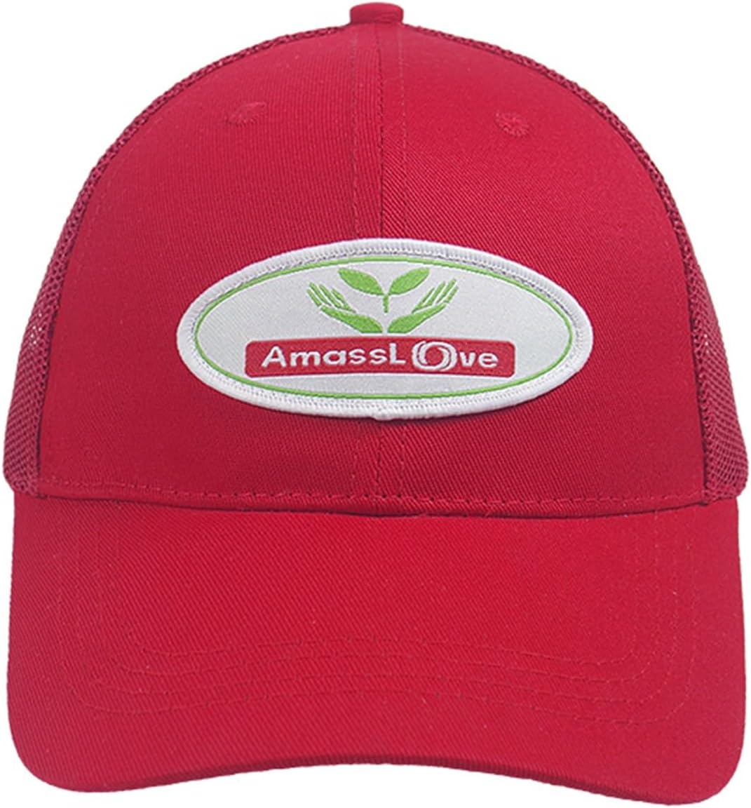 Red Amasslove Trucker Hat with Breathable Mesh Back for Men and Women - Snapback Design
