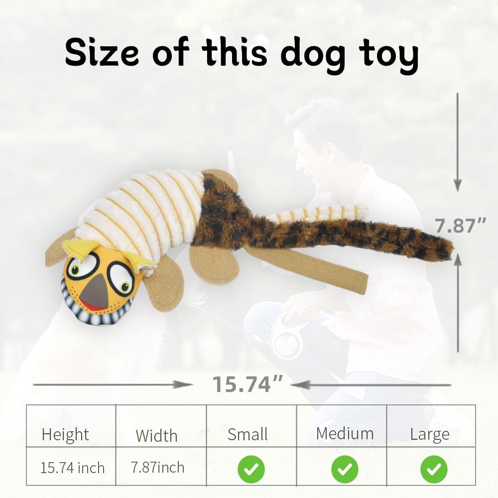 Leopard Stuffed Squeaky Dog Toy for Indoor Play and Anxiety Relief