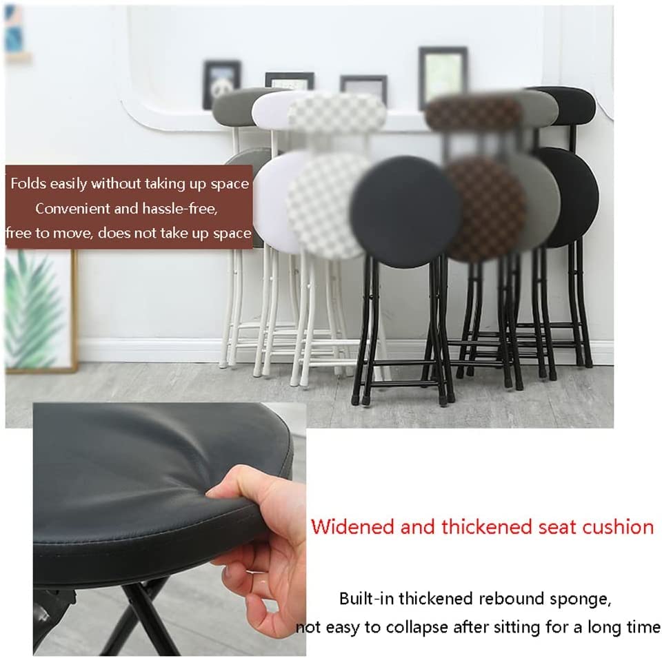1-Piece Lightweight Folding Stool Chair with Backrest, Thick Rebound Sponge Cushion, Non-Slip Feet, Portable Dining Seat, 29.9 x 12 x 11.4 in