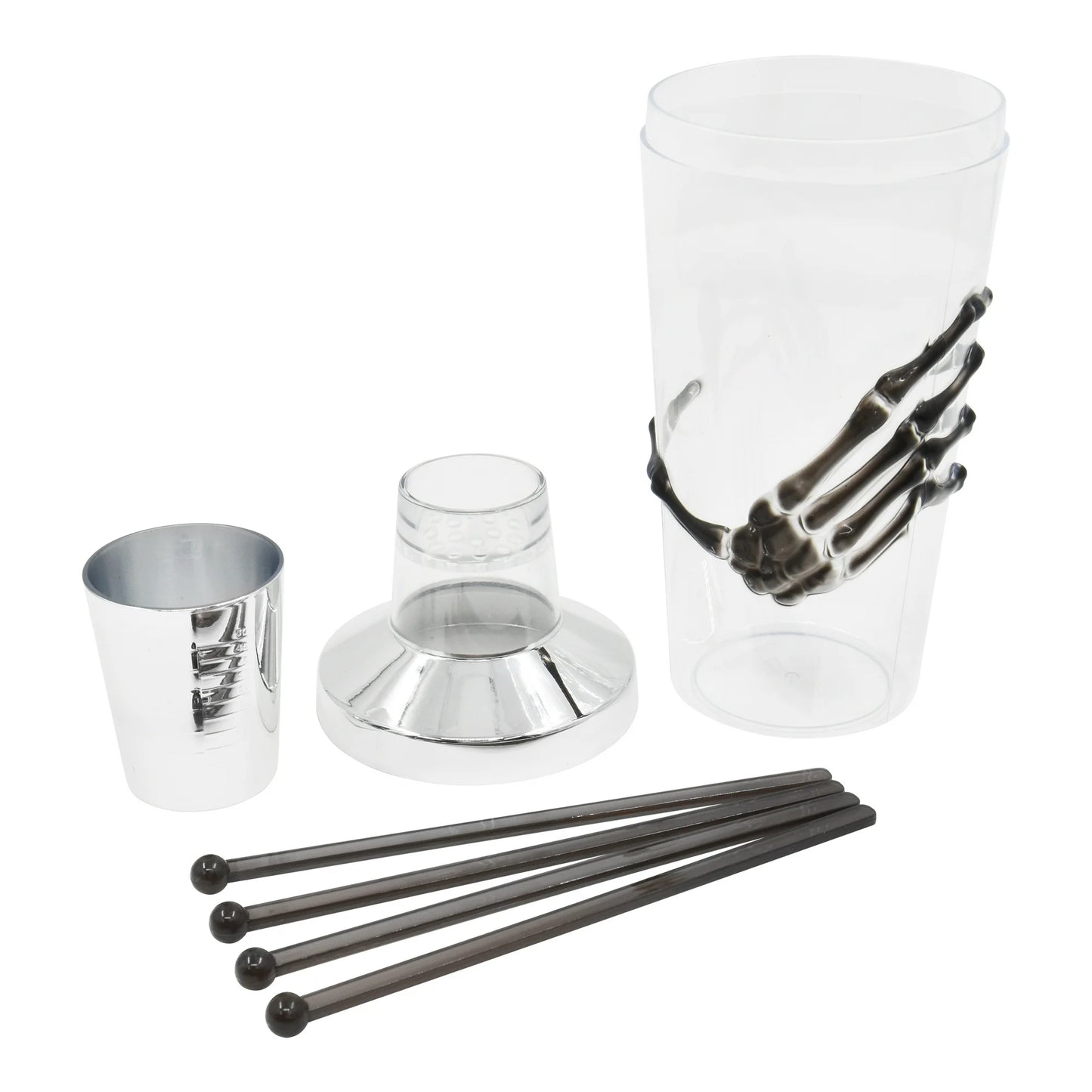 Unleash Spooky Fun: Halloween 3D Skeleton Hand Cocktail Shaker & Stirrers Set