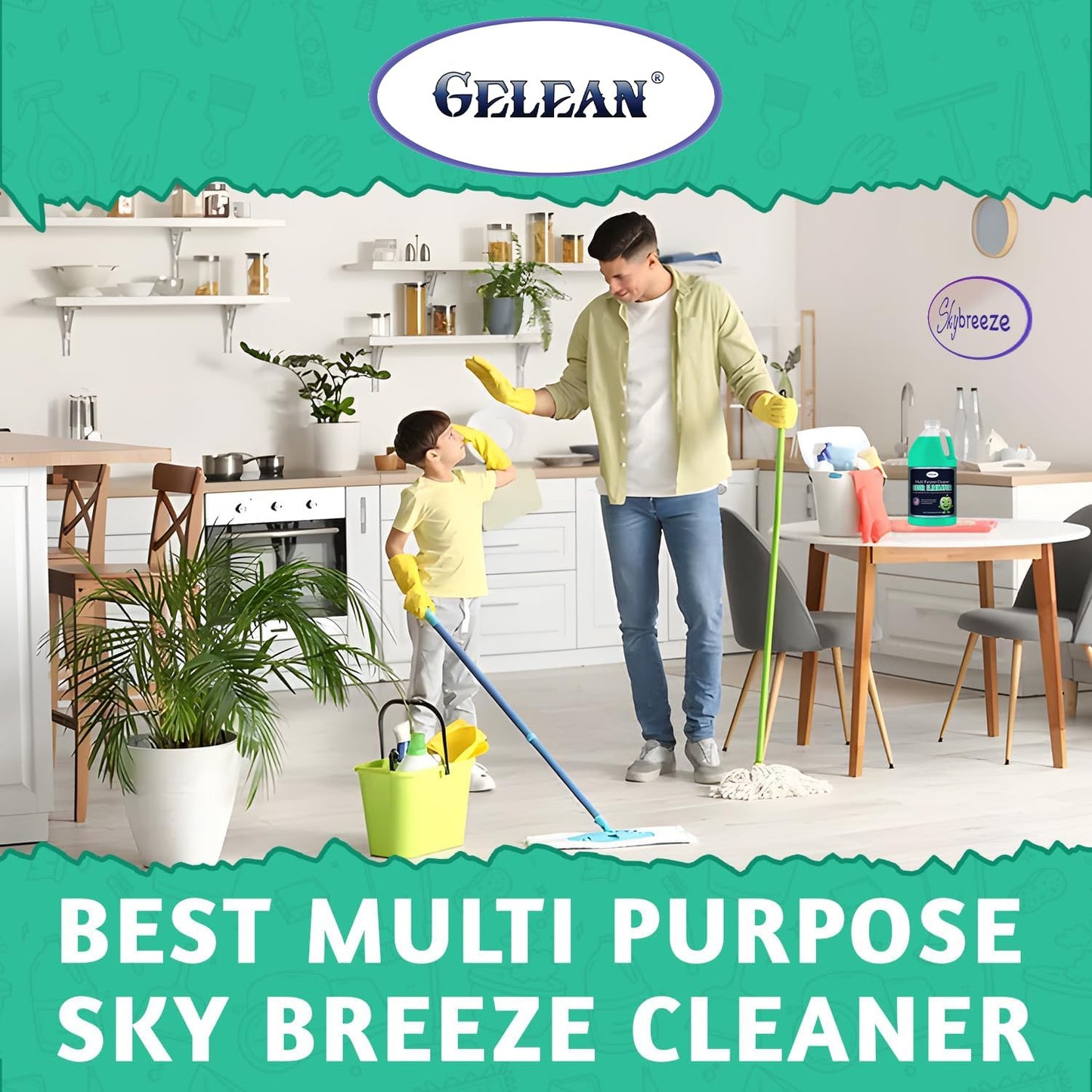 Multi-Purpose Cleaner and Pet Odor Eliminator Concentrate - Sky Breeze Scent, 64 fl oz (Makes 32 Gallons) - pH Neutral Floor and Surface Stain Remover
