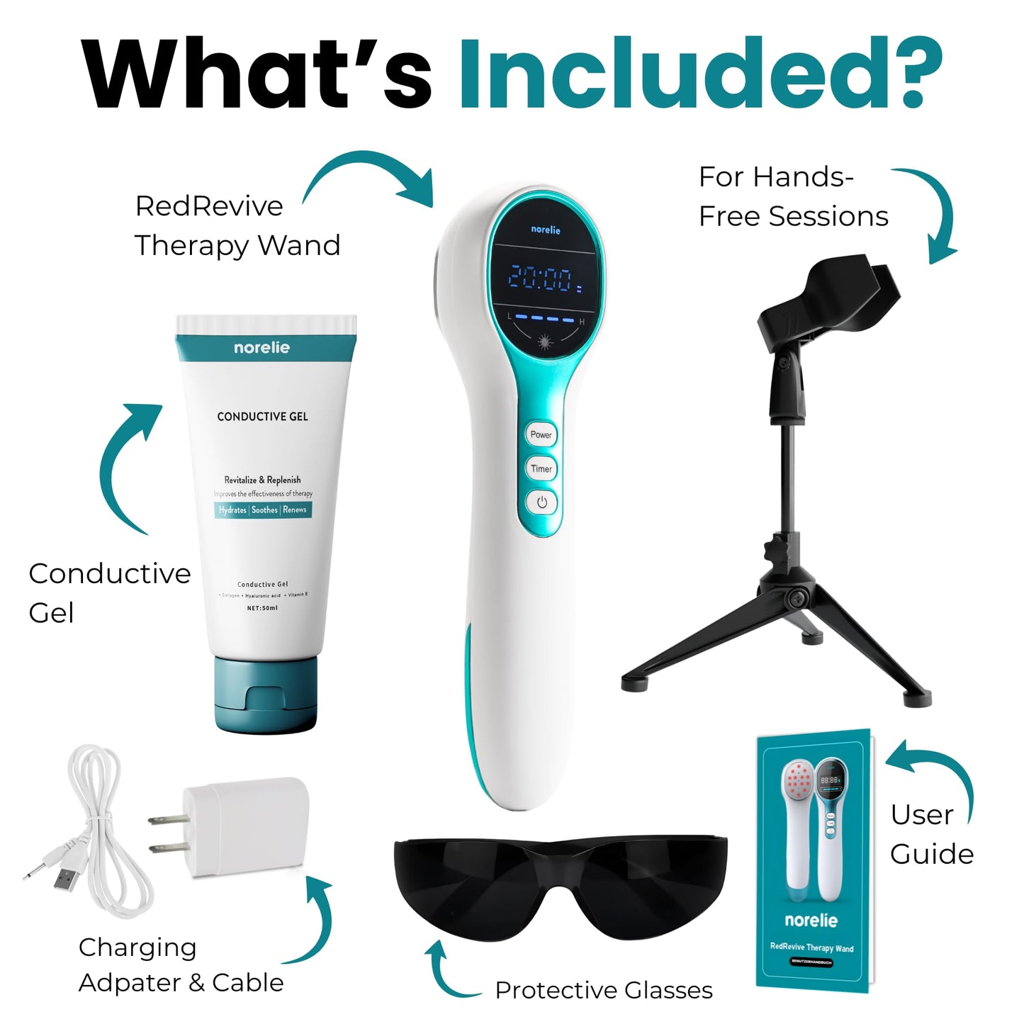 Cold Laser Therapy Wand with Stand & Conductive Gel, 650nm & 808nm Portable Red Light Therapy Device for Hands-Free Muscle and Joint Support
