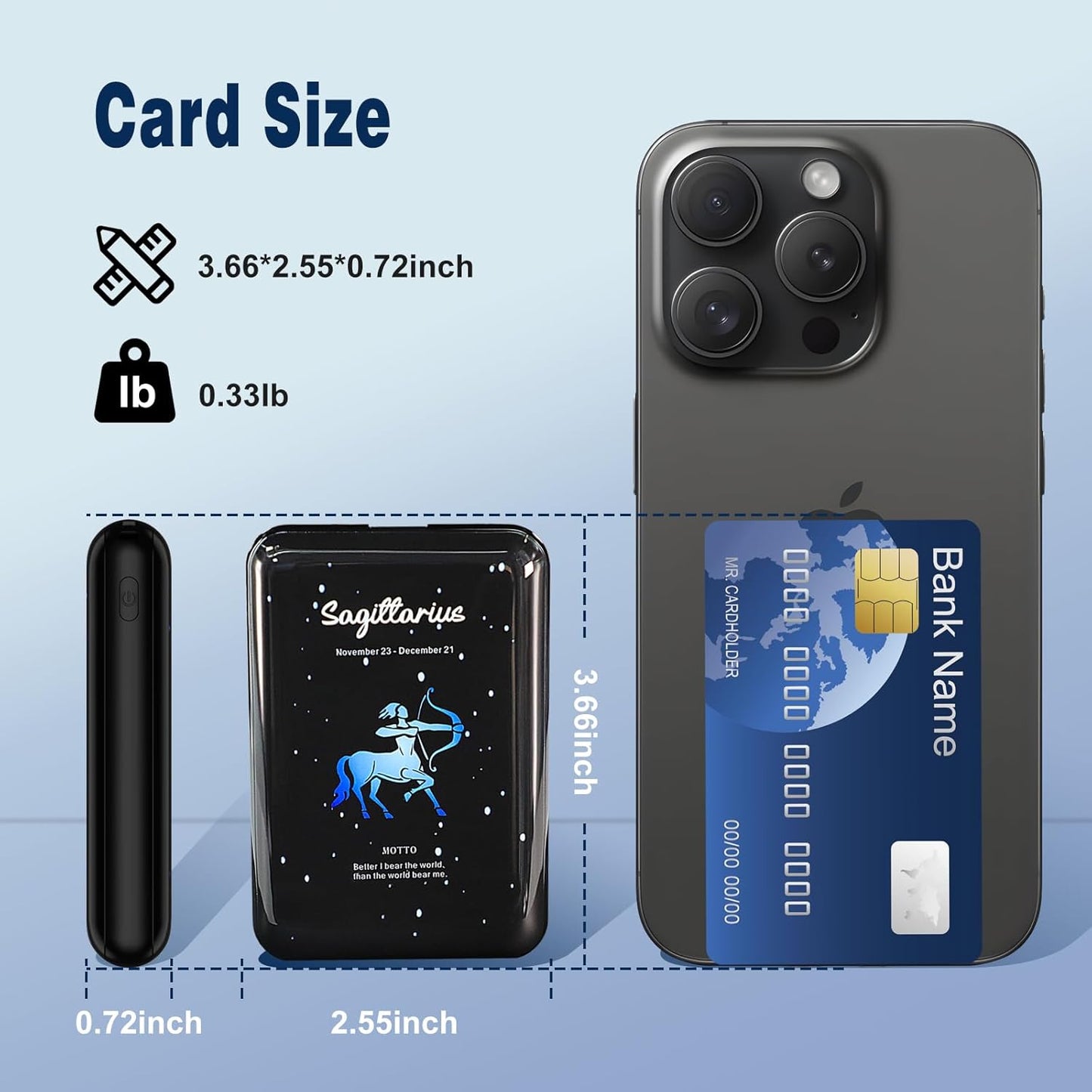 Compact Sagittarius Style 10000mAh Mini Power Bank with Fast USB C Charging
