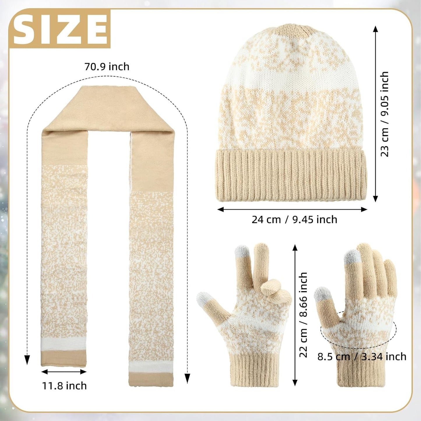 Warm Winter Accessories Set: Fleece-Lined Hats, Touchscreen Gloves & Scarves for All