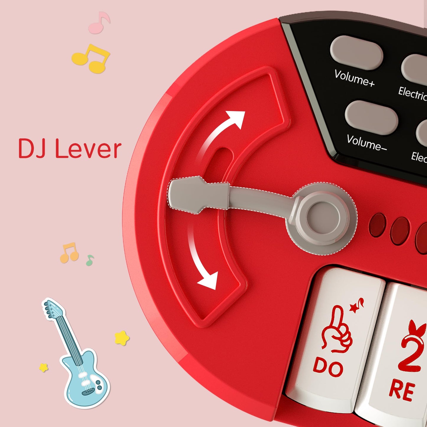 Girls DJ Mixer Piano Toy with Microphone – 8-Key Keyboard, Drum Sounds, Rhythms, Lights, MP3/Phone Input – Musical Instrument for Toddlers Ages 1–3