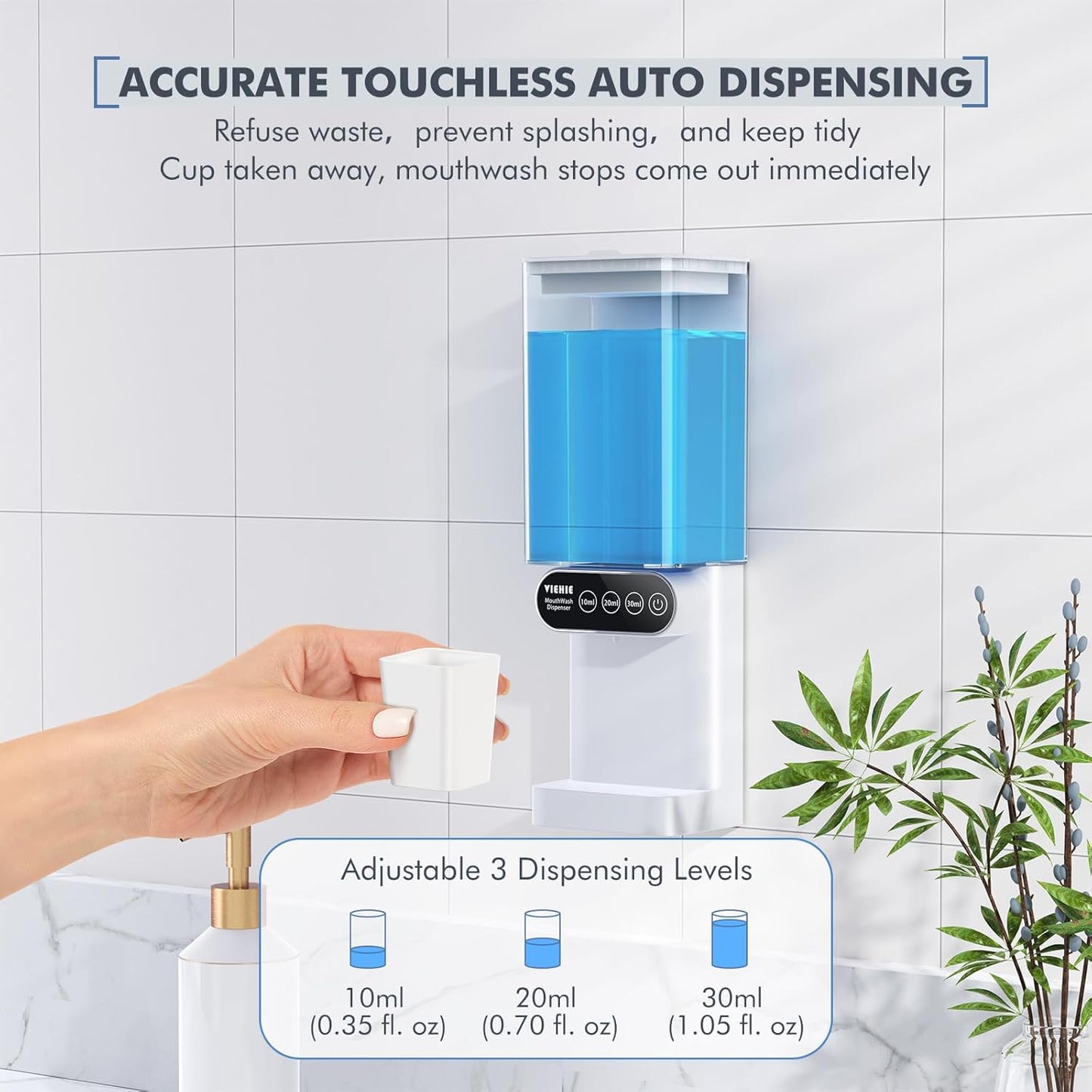 Enhance Your Oral Hygiene with an Automatic Mouthwash Dispenser, 24.6 fl oz Capacity