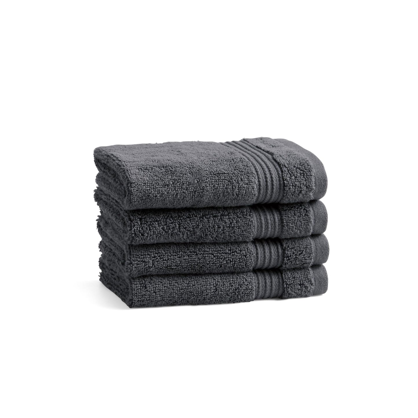 Ted Baker 4-Pack Cotton Washcloth Set, Dark Grey, 13″ x 13″, 550 GSM