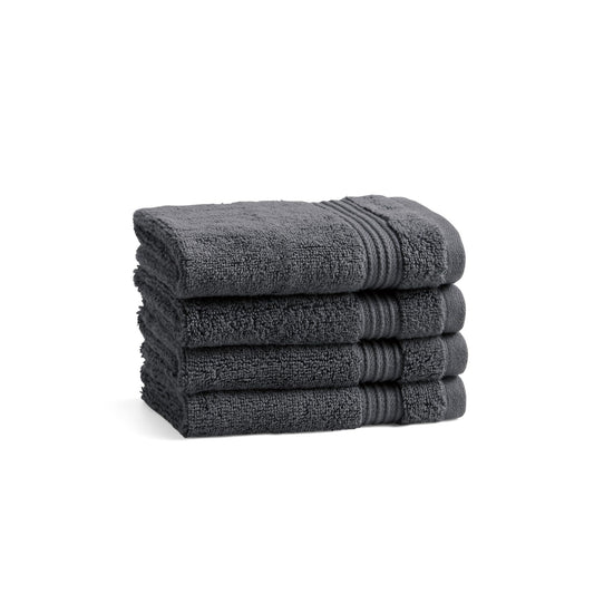 Ted Baker 4-Pack Cotton Washcloth Set, Dark Grey, 13″ x 13″, 550 GSM