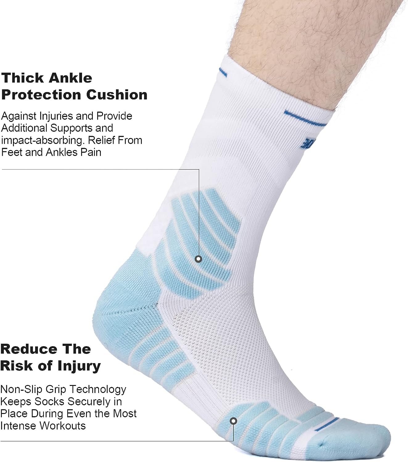 3 Pairs Size M Elite Breathable Compression Cushion Athletic Crew Socks