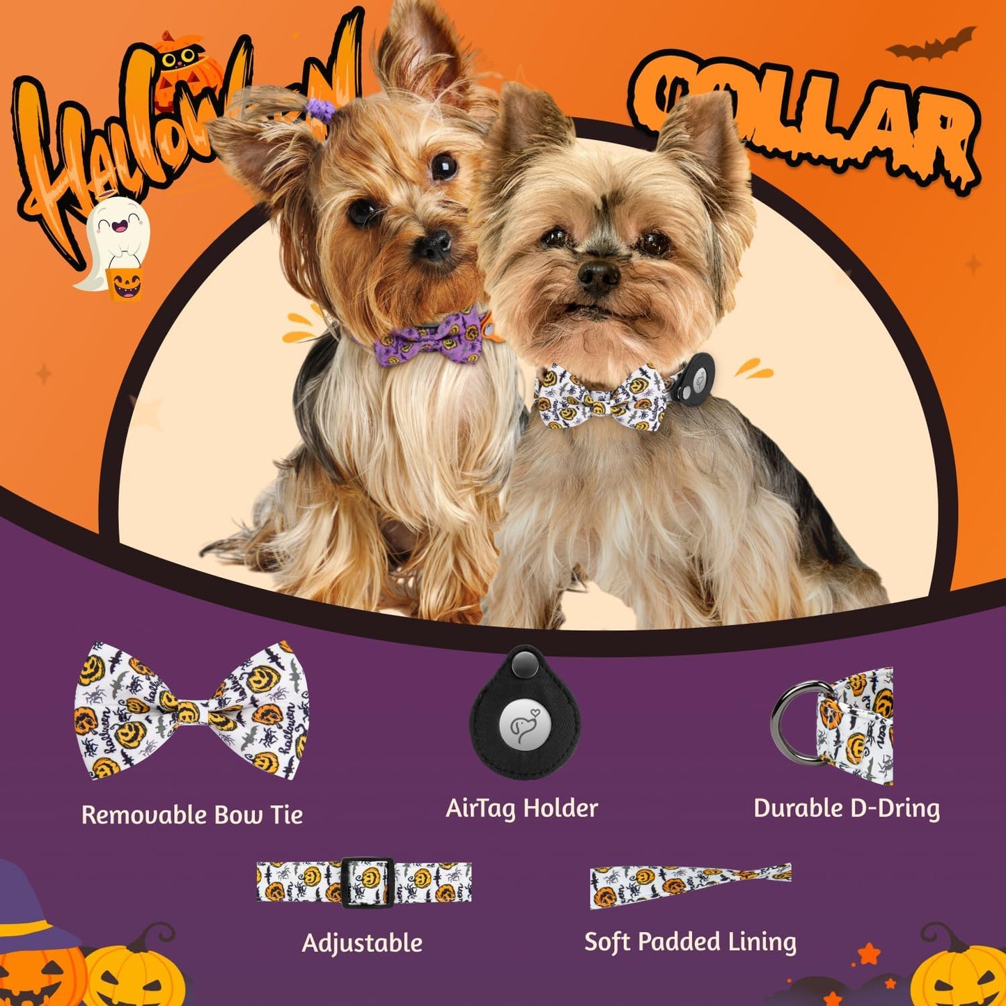 Size Small Dog Collar with AirTag Case: Adjustable, Stylish & Safe - Perfect for Tracking Pets
