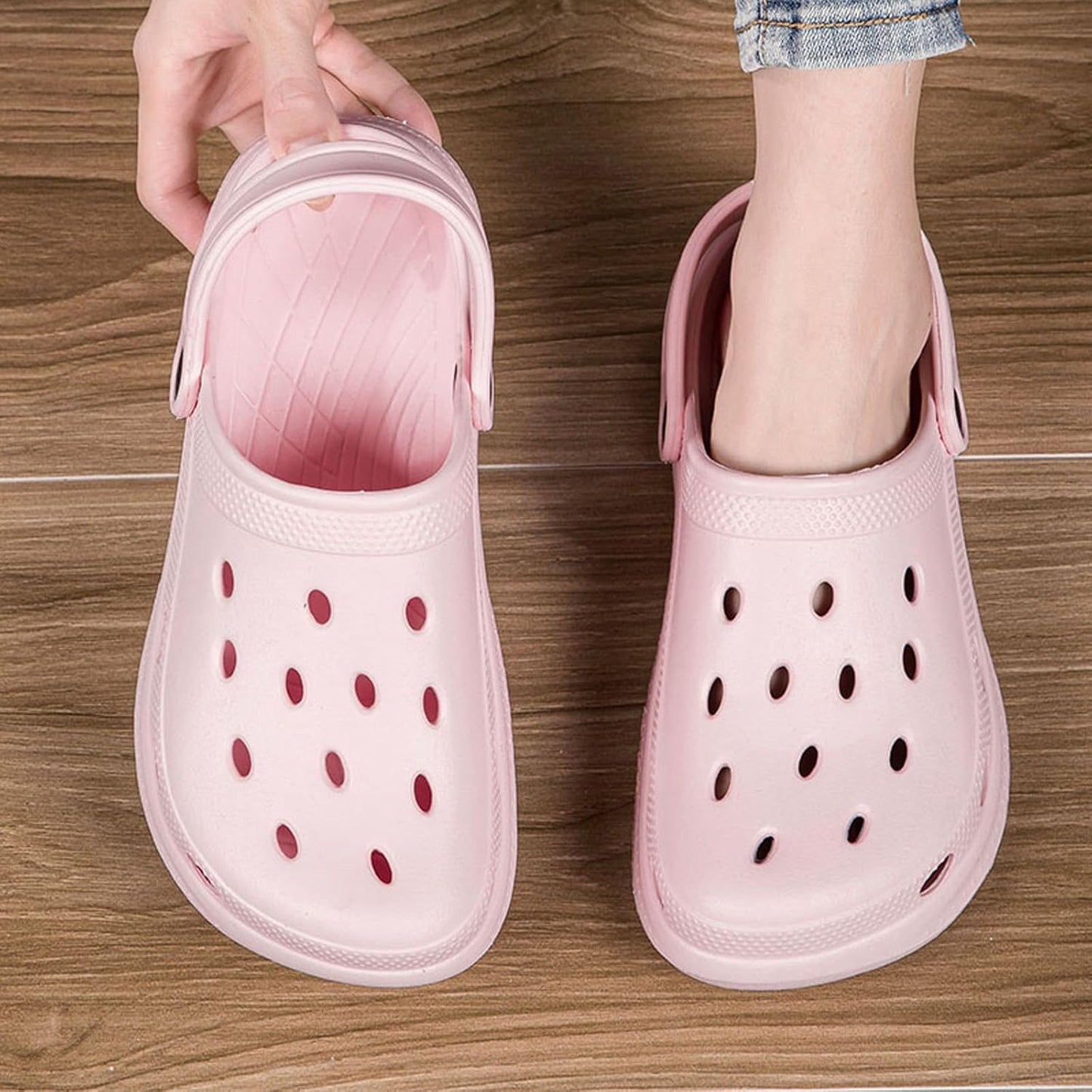 Pink Unisex Garden Clogs Size 6-6.5 Women/4.5-5 Men: Breathable & Quick-Drying Shoes