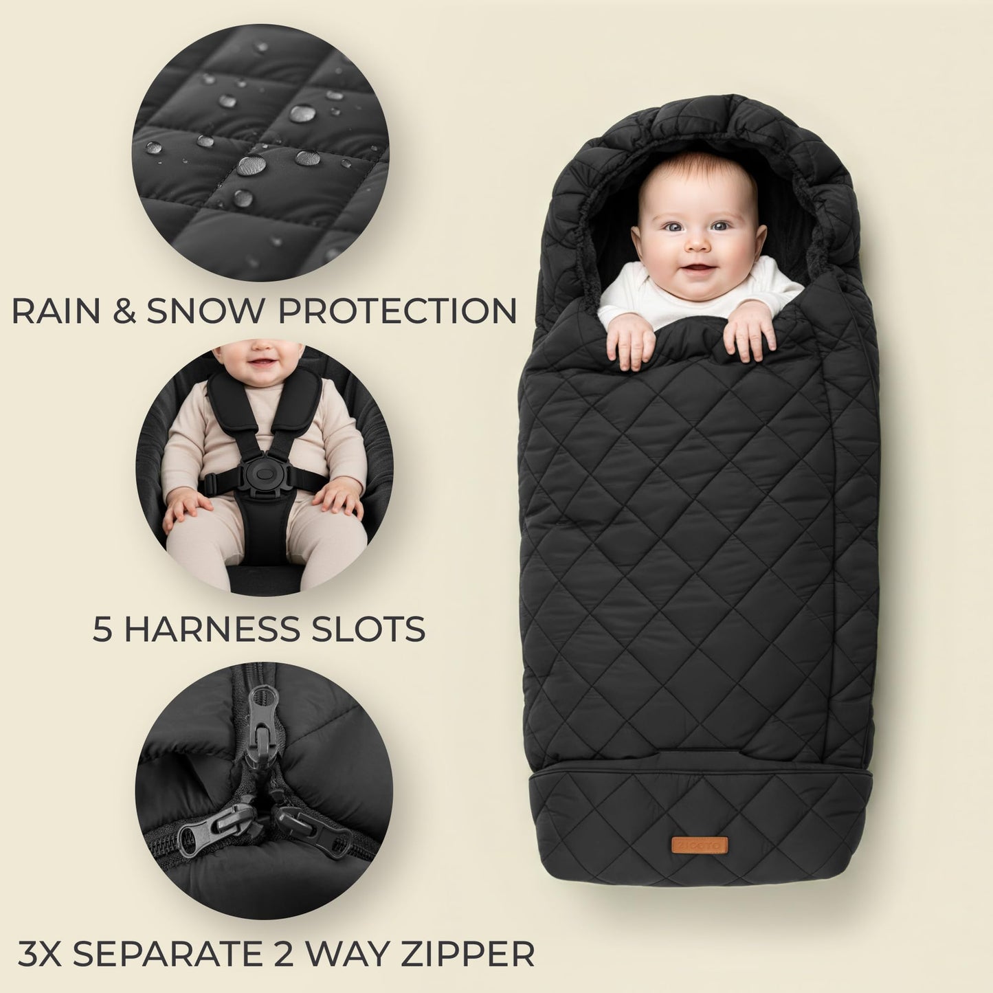 Waterproof Winter Stroller Cover and Baby Bunting Bag with Soft Fleece Lining - Universal Fit Footmuff for Rain, Wind, and Snow