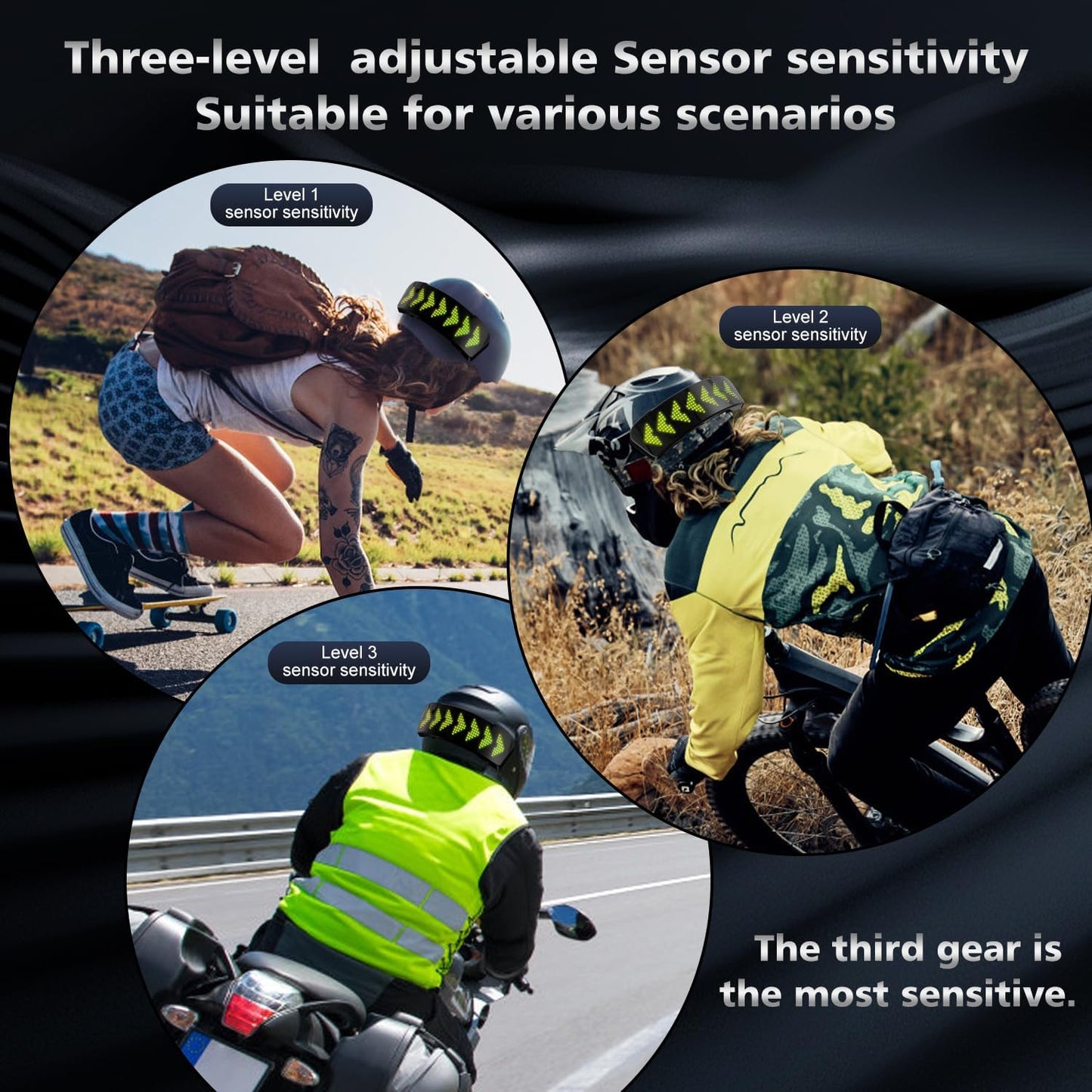 Smart LED Helmet Tail Light: Brake-Sensing, USB Rechargeable, Adjustable Sensitivity