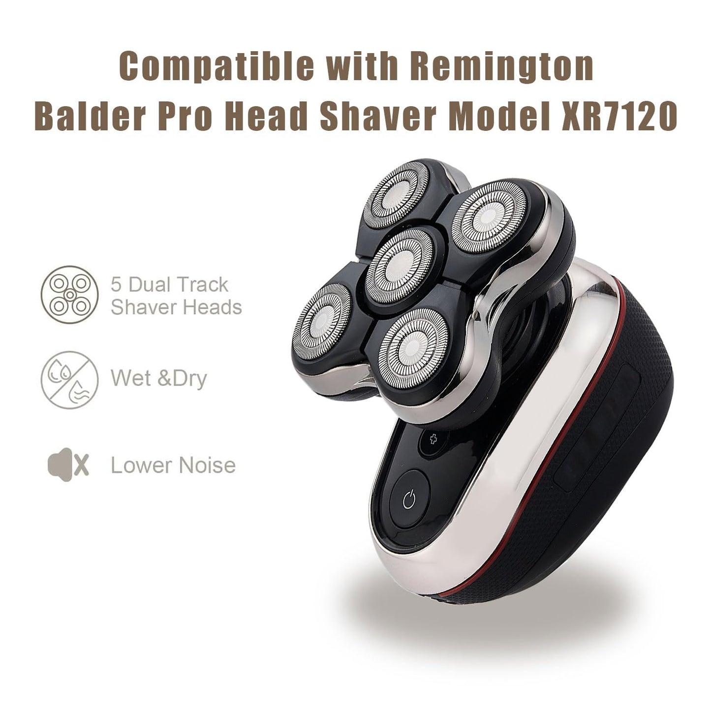 1 Pack Head Shaver Replacement Blades for Balder Pro XR7120, 5 Dual Track Rotary Heads, Precision Electric Shaving for Bald Men, Not for XR7000