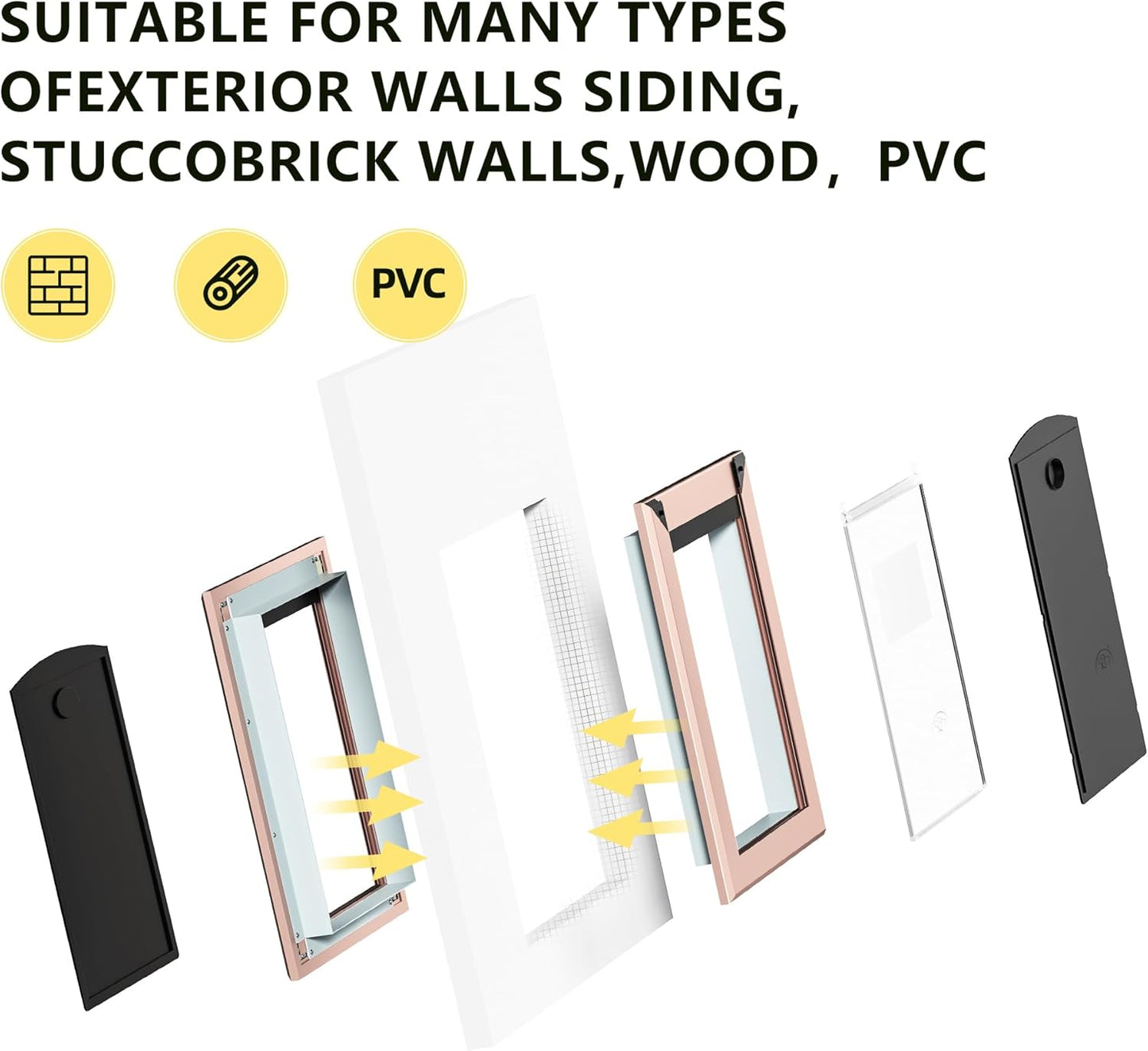 Size M Weatherproof Aluminum Dog Door with Energy-Efficient Double Lock and Easy Install Features