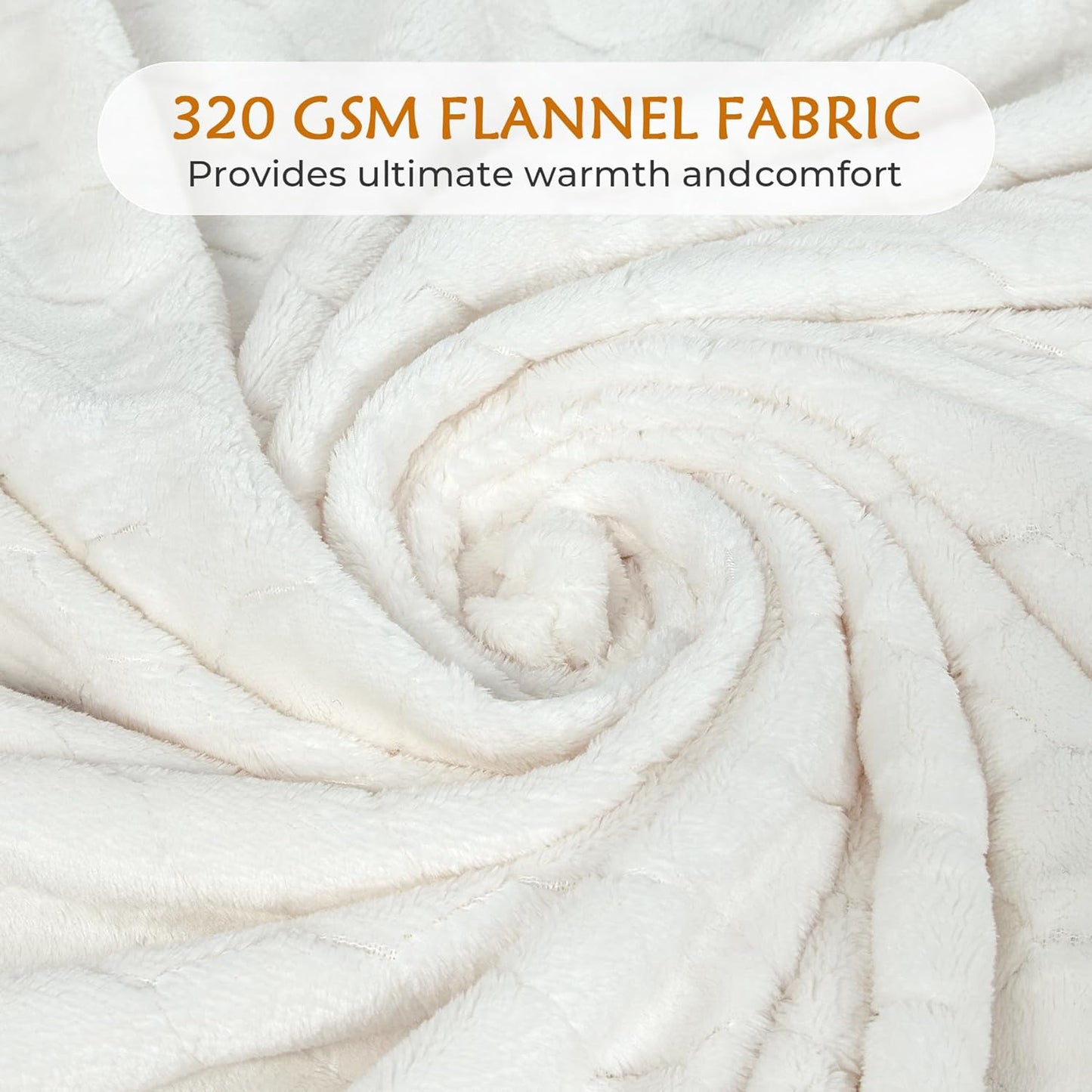 Cream White Fleece Blanket Twin Size 60" x 80" Soft Plush Throw for Bed & Couch