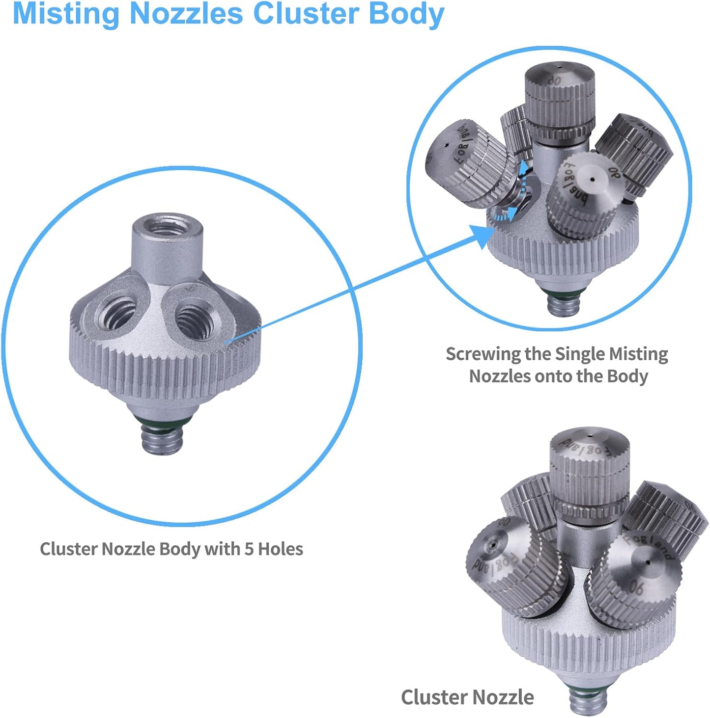 Outdoor Patio Misting System - 49ft Cooling Kit with 16 Stainless Steel Nozzles