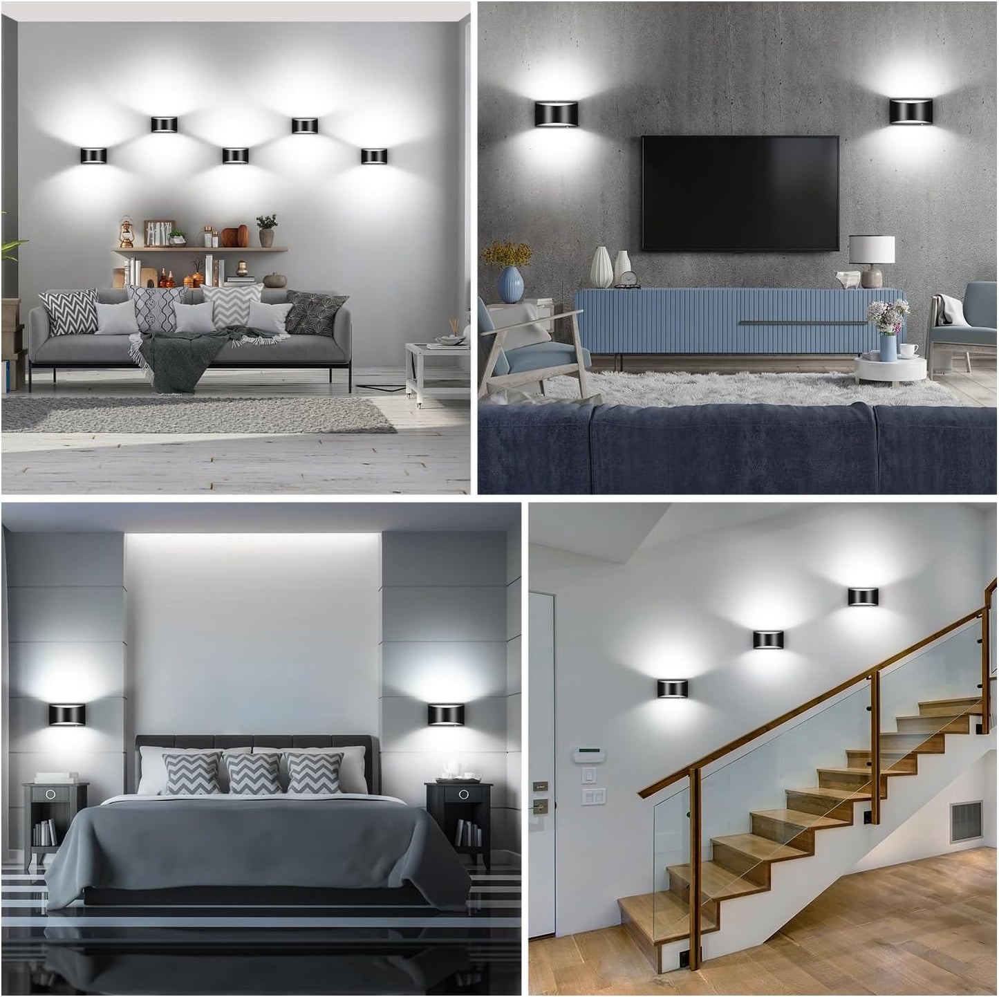 Dimmable 16W LED Wall Sconce - 6000K Cool White, Waterproof for Indoor/Outdoor Use