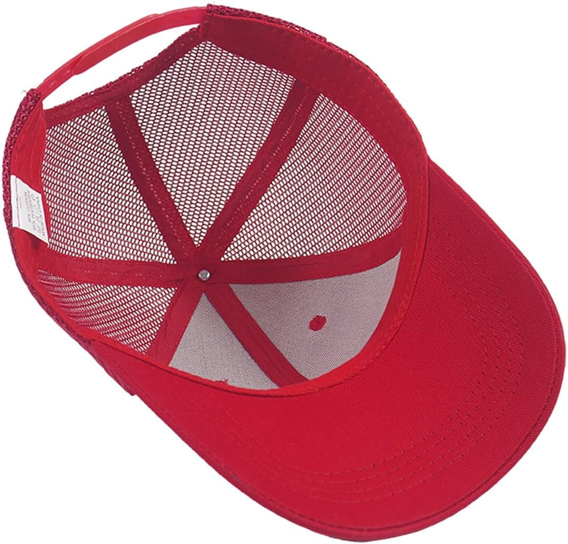 Red Amasslove Trucker Hat with Breathable Mesh Back for Men and Women - Snapback Design