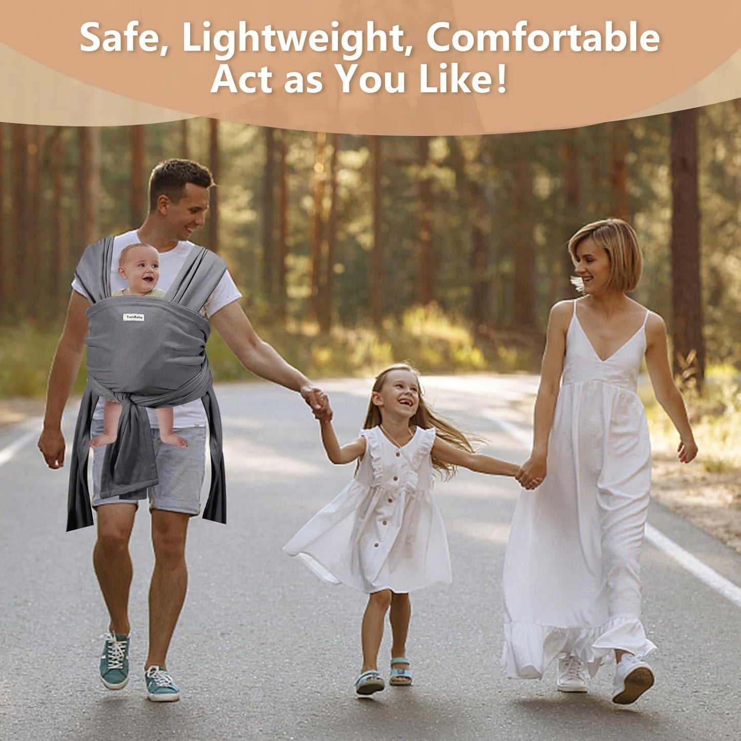 Adjustable Hands-Free Sling Carrier for 8-44lbs - Pediatrician Recommended, Gray