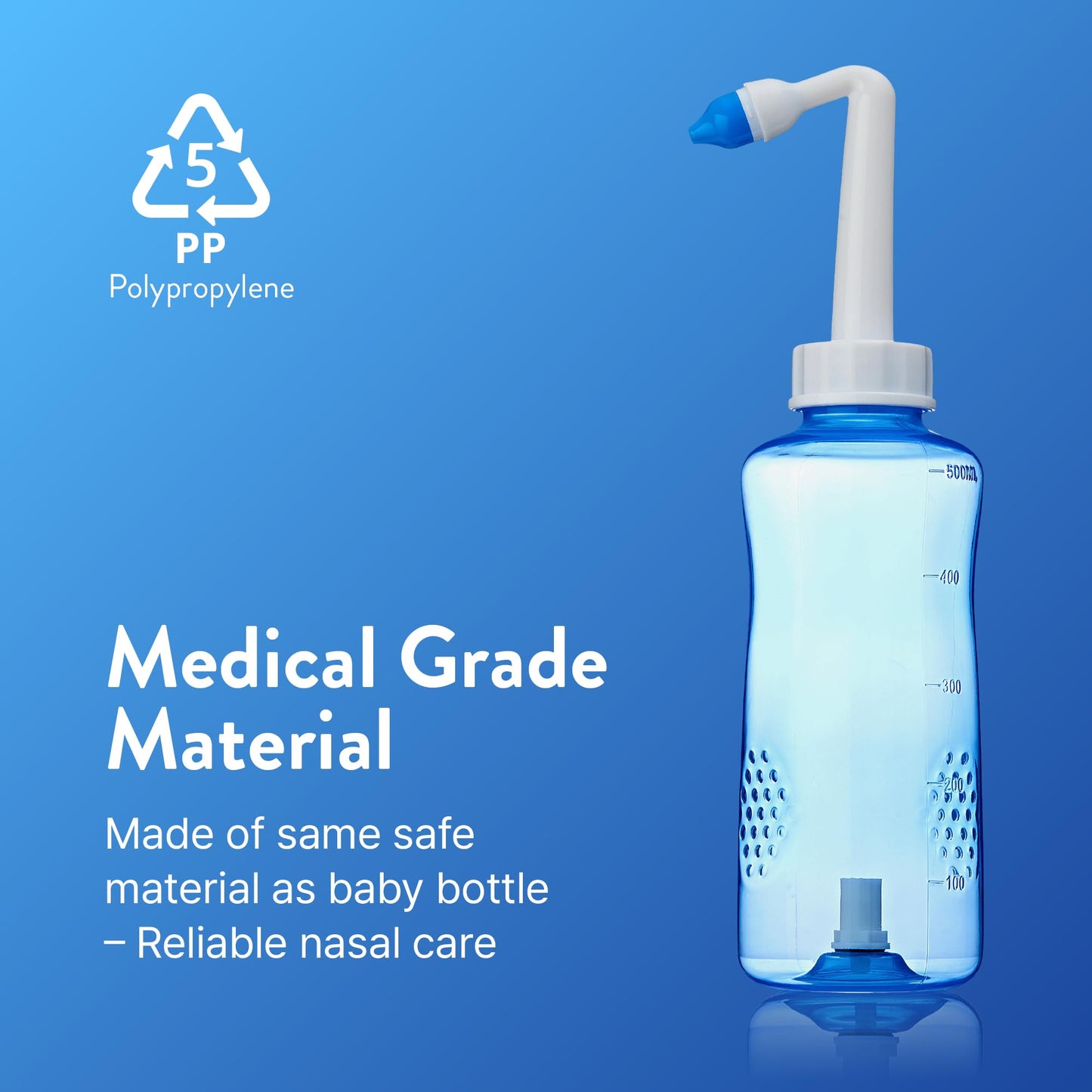 16.9 fl oz (500 mL) Nasal Rinse Kit with Smart Flow Control Valve, 40 Salt Packets, and 2 Nozzles