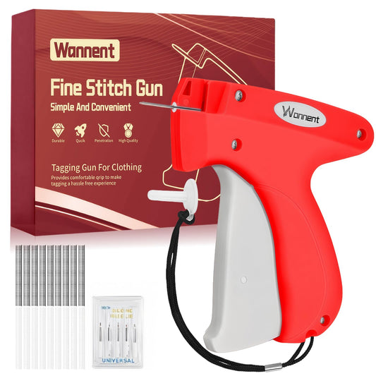 Quick Clothing Fixer Stitch Gun Kit with 2000 Fasteners and 6 Needles - Red and Floral White