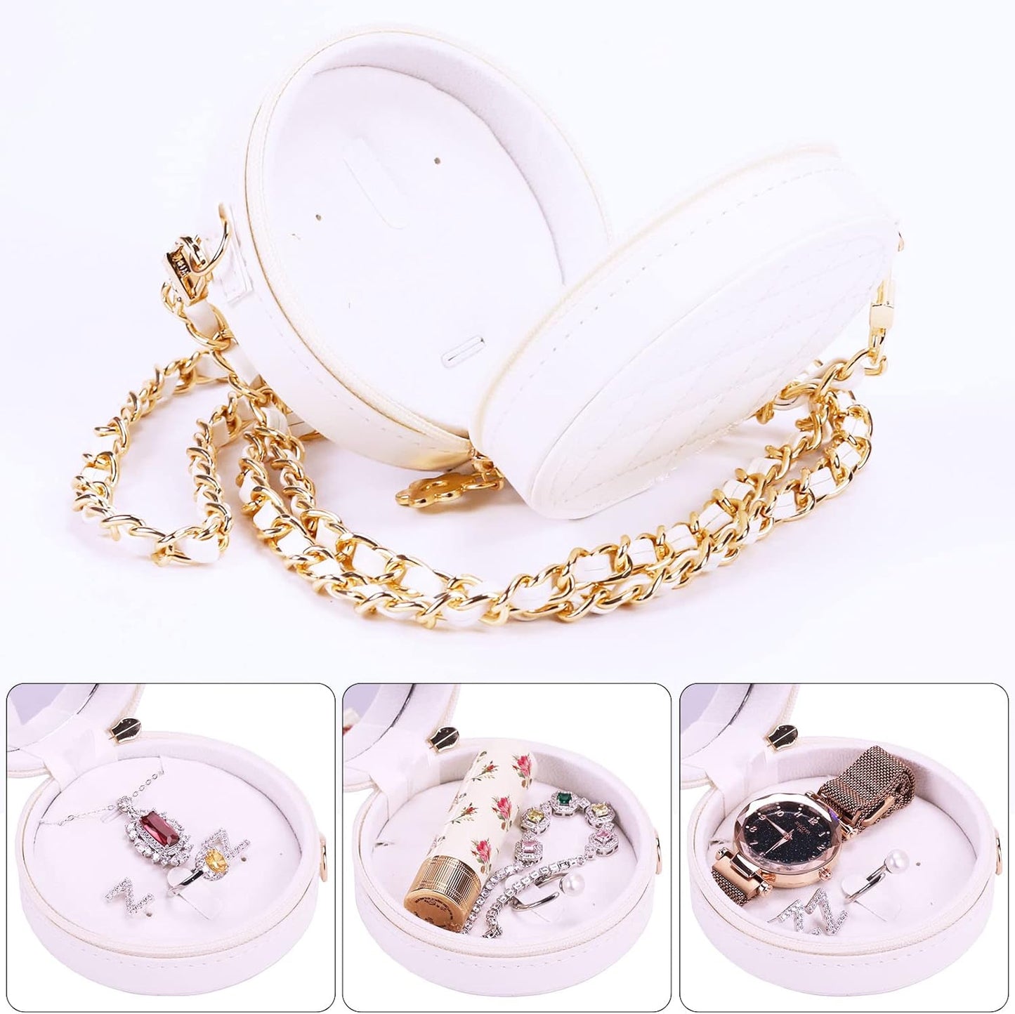 Mini Jewelry Travel Case: Portable Organizer for Rings, Earrings, Necklaces - Holds Everything!
