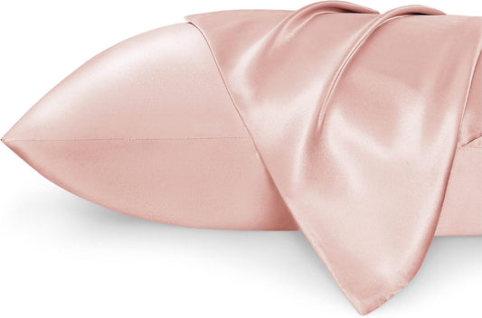 King Size Satin Pillowcase Set - Coral Silky Pillow Covers for Hair & Skin, 20x40 Inches
