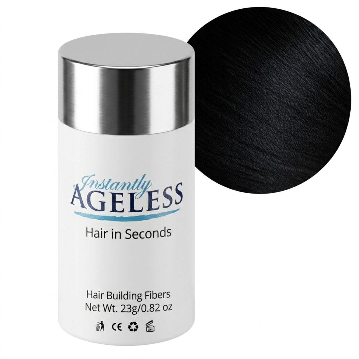 Instantly Ageless Hair in Seconds Hair Building Fibers for Thinning Hair, Black - 0.83 oz (23g)
