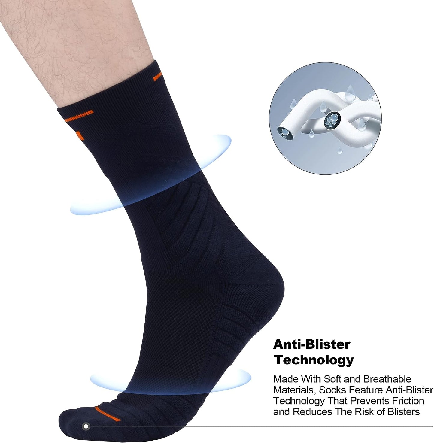 3 Pairs Size M Elite Breathable Compression Cushion Athletic Crew Socks