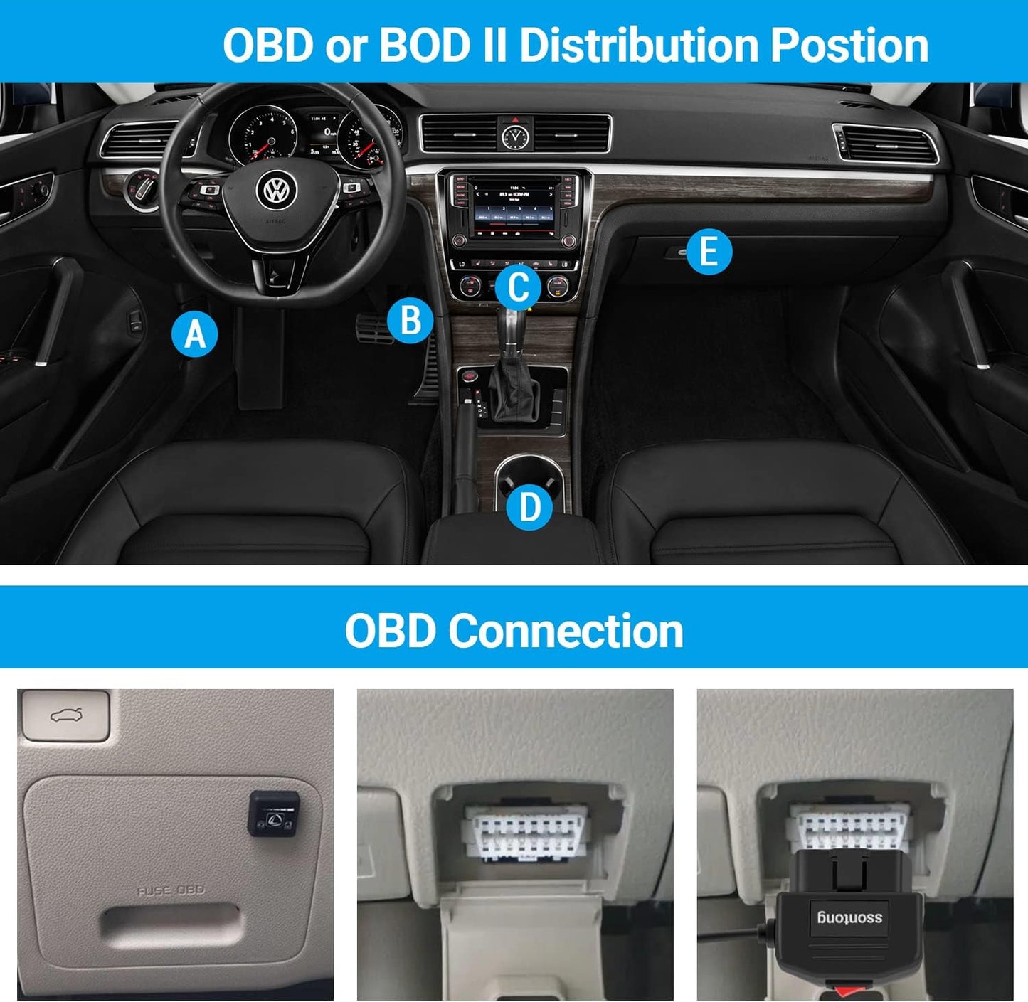 Versatile OBD2 to Type-C USB Power Cable for Dash Cams - 160W, Dual Mode, Low Voltage Protection