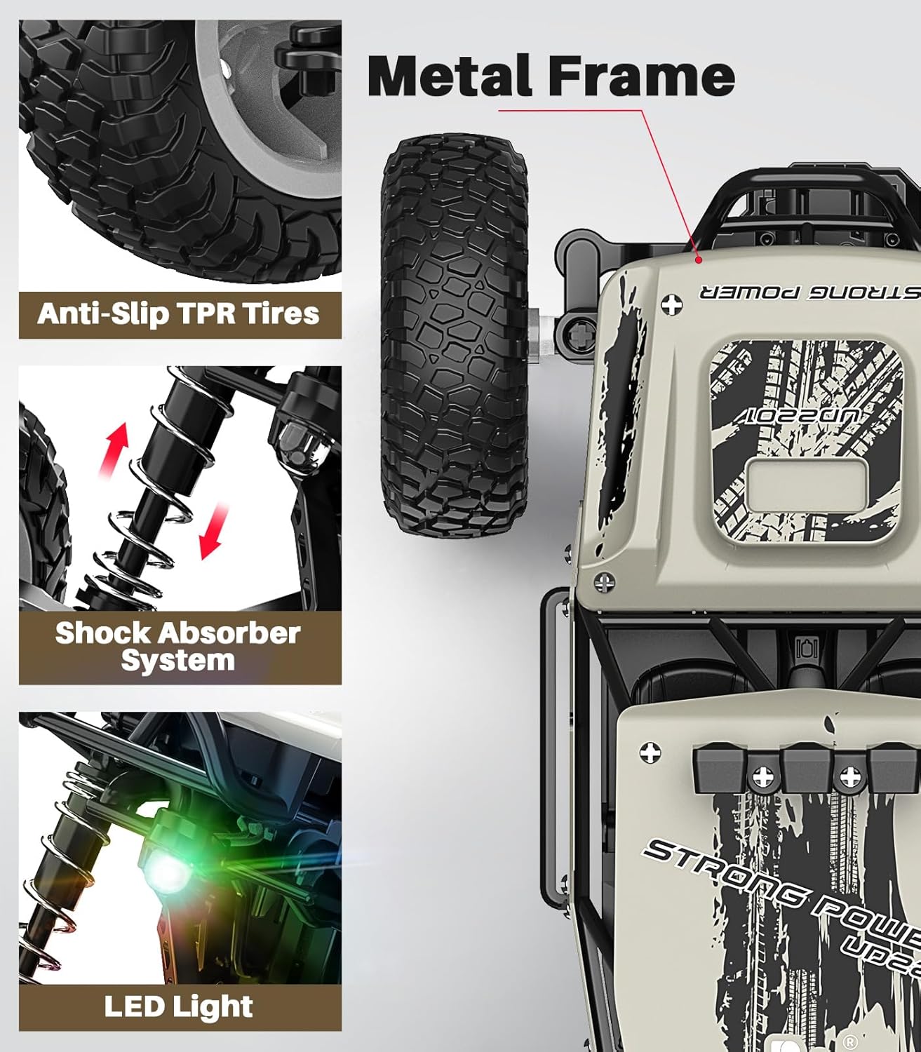 All-Terrain RC Monster Truck - Durable Metal Shell, Dual Batteries, 1/20 Scale