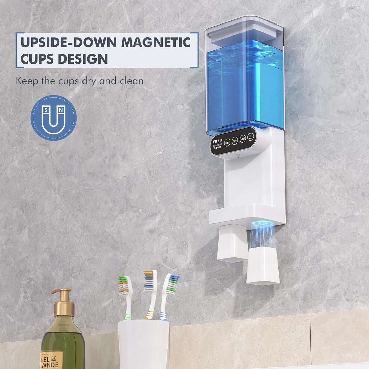 Enhance Your Oral Hygiene with an Automatic Mouthwash Dispenser, 24.6 fl oz Capacity