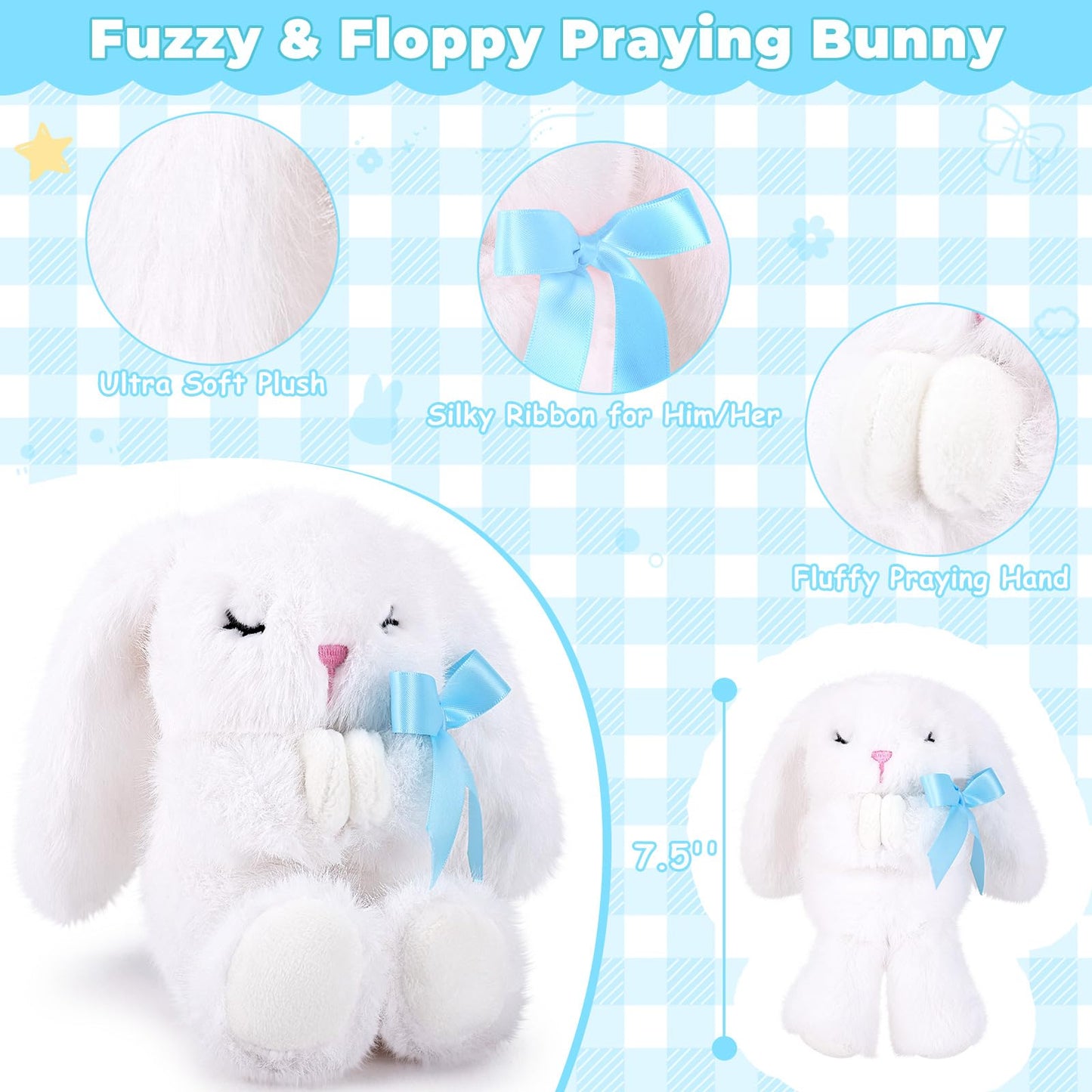 Baptism Gift Basket for Boy - Christening & Dedication Set with Bunny Plush, Rosary, Prayer Book, and Keepsake Blanket