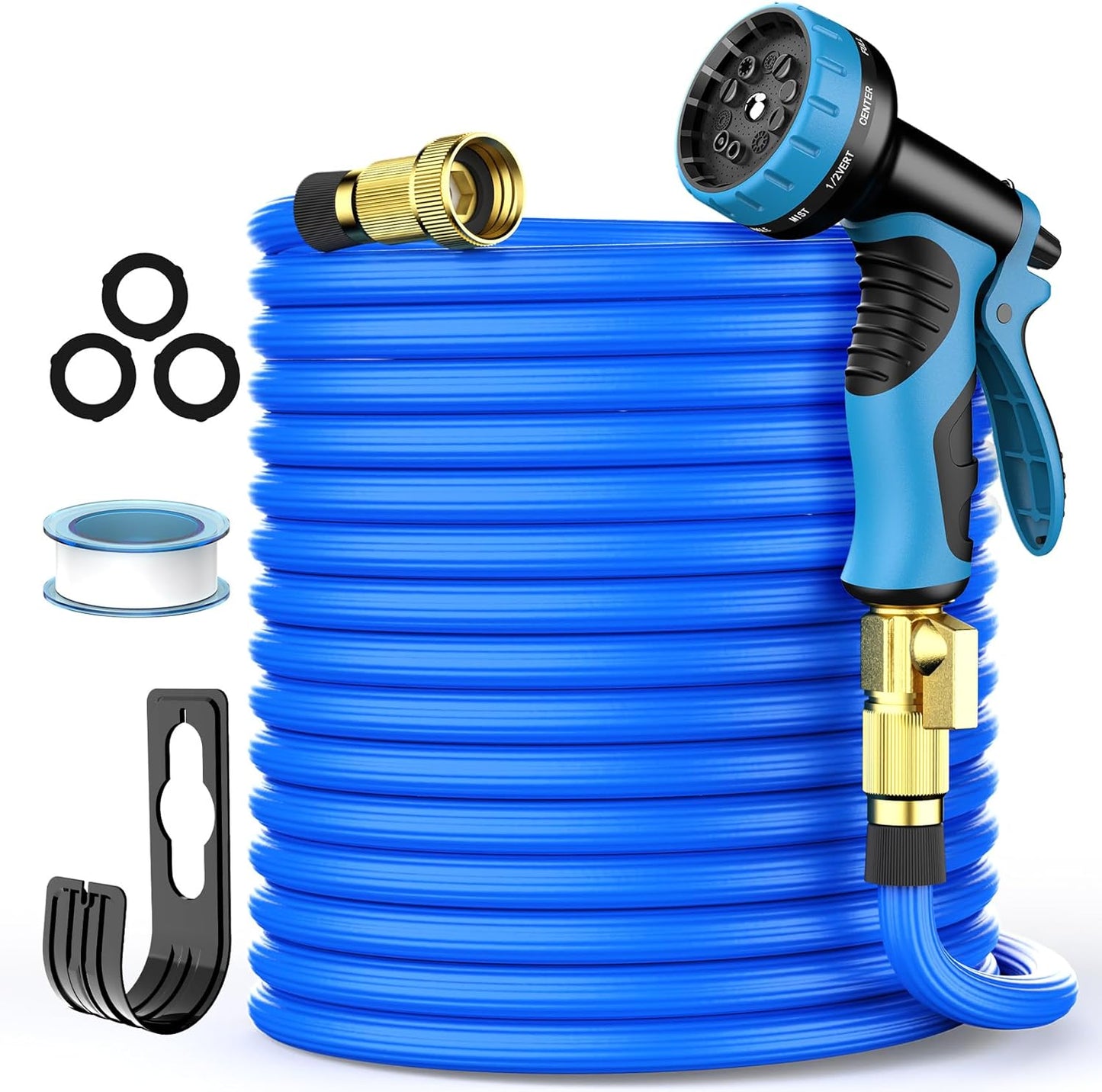 Versatile 50ft Expandable Garden Hose with 10 Spray Nozzles and Nano Rubber