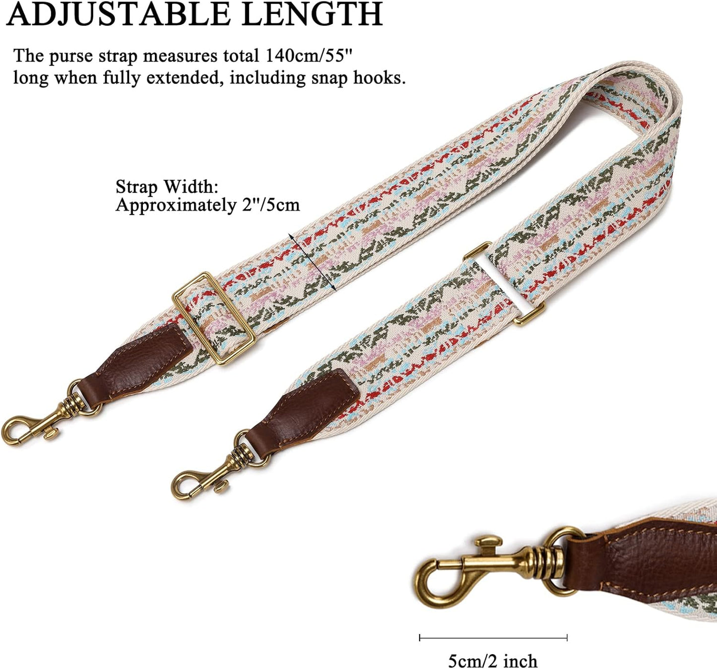 Adjustable Cowhide Head Wide Shoulder Strap for Bags and Guitars