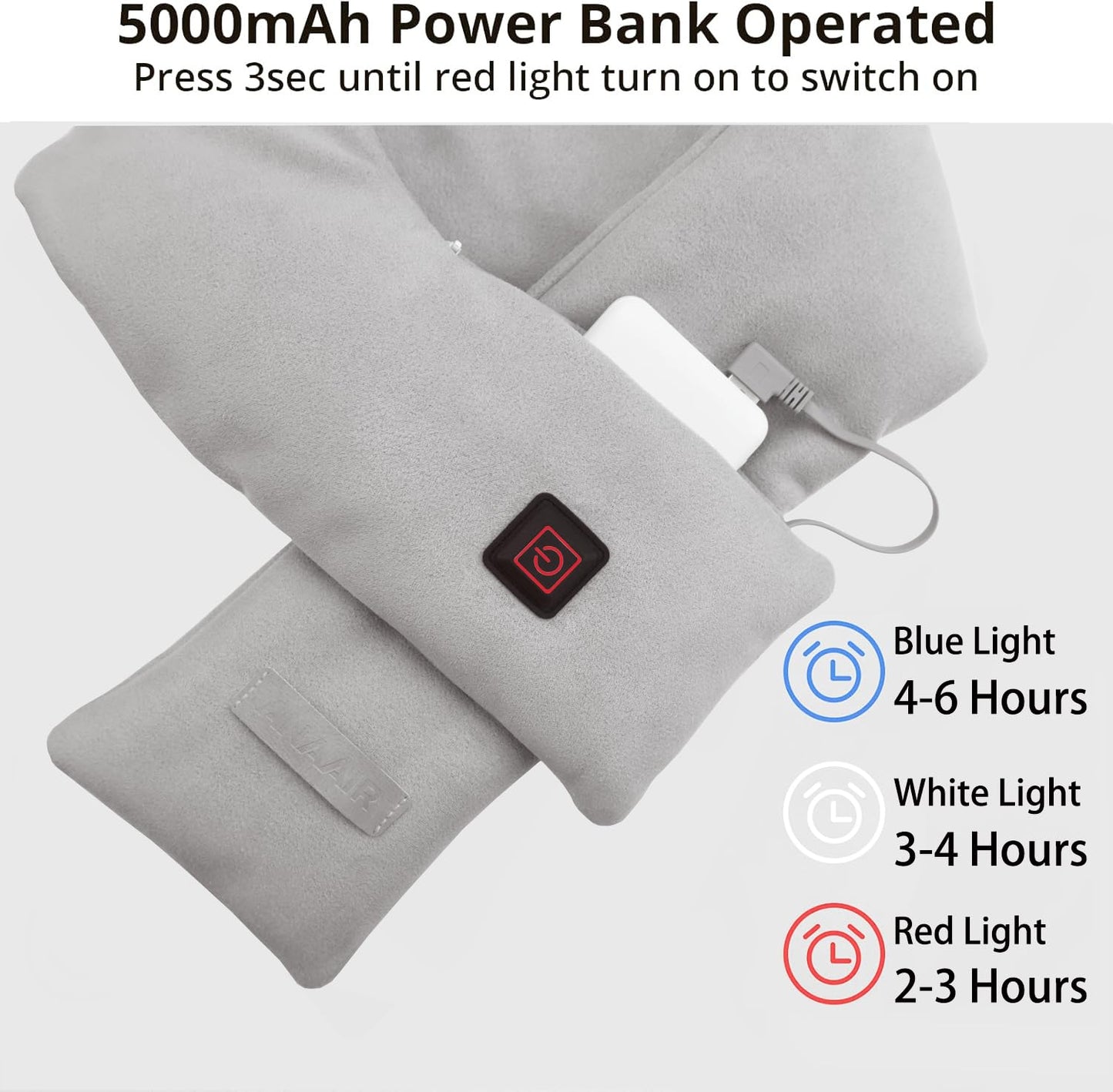 Cordless Neck Heating Pad with 5000mAh Power Bank - Electric Heated Scarf for Pain Relief