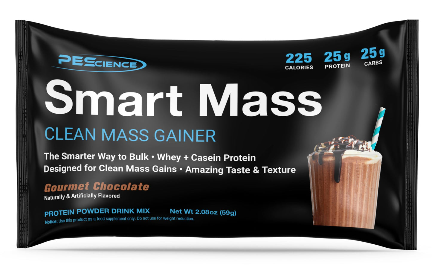 Smart Mass Gainer Lean Muscle Protein Powder Gourmet Chocolate 14 Packets