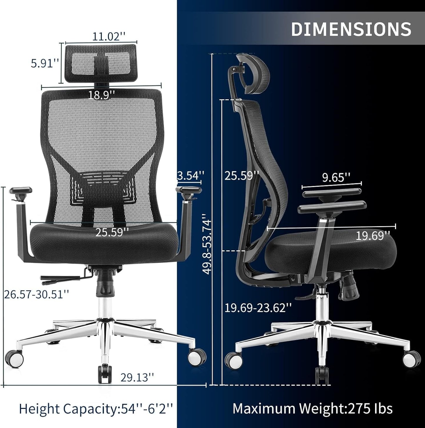 Ergonomic Mesh Office Chair with Adjustable Features for Home and Office - Maximize Comfort and Support