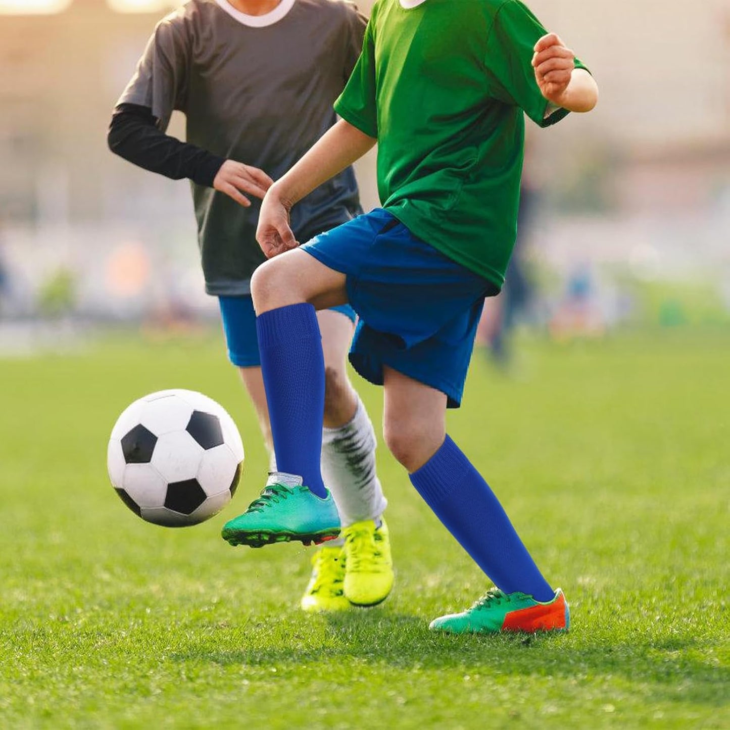 Premium Size S Royal Blue Youth Sports Socks - Royal Blue, Cushioned, Knee High - Ideal for Soccer & More