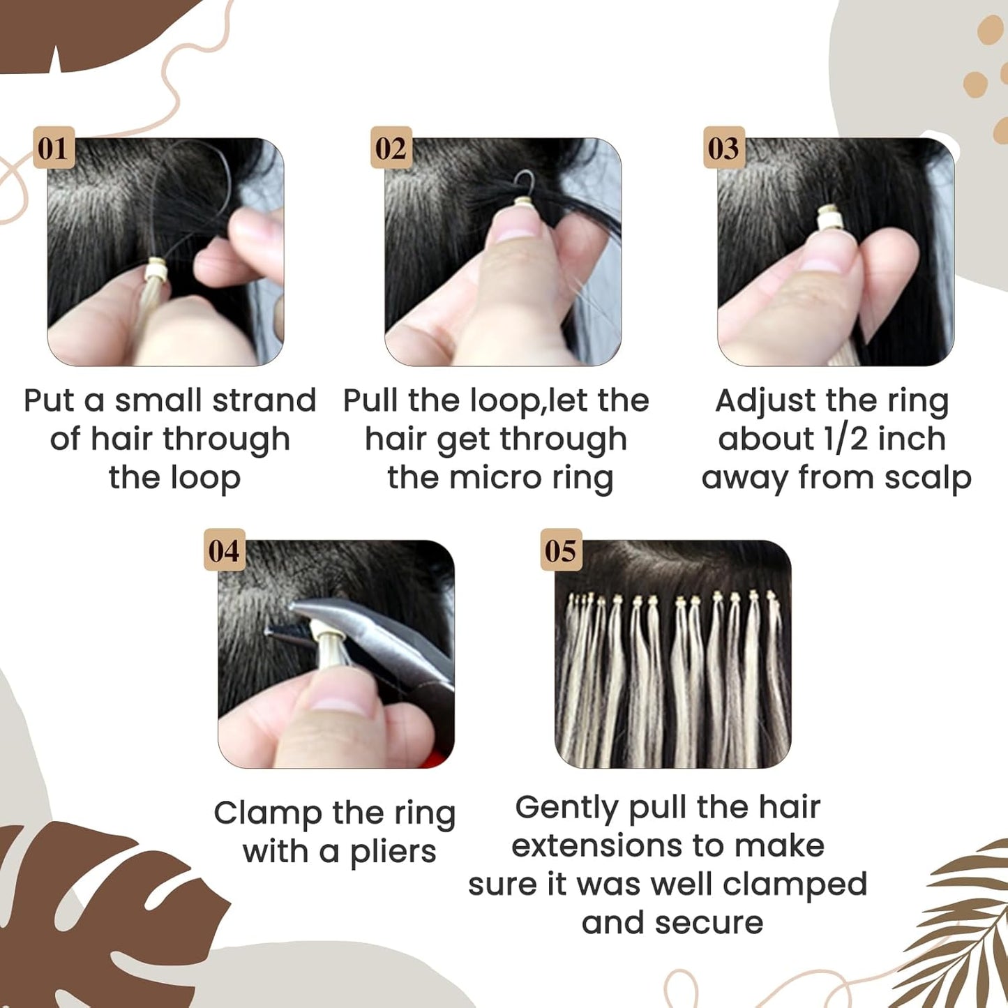 Premium 40g, 50 Strands Mixed Ash & Bleach Blonde Micro Link Hair Extensions, 12-inch