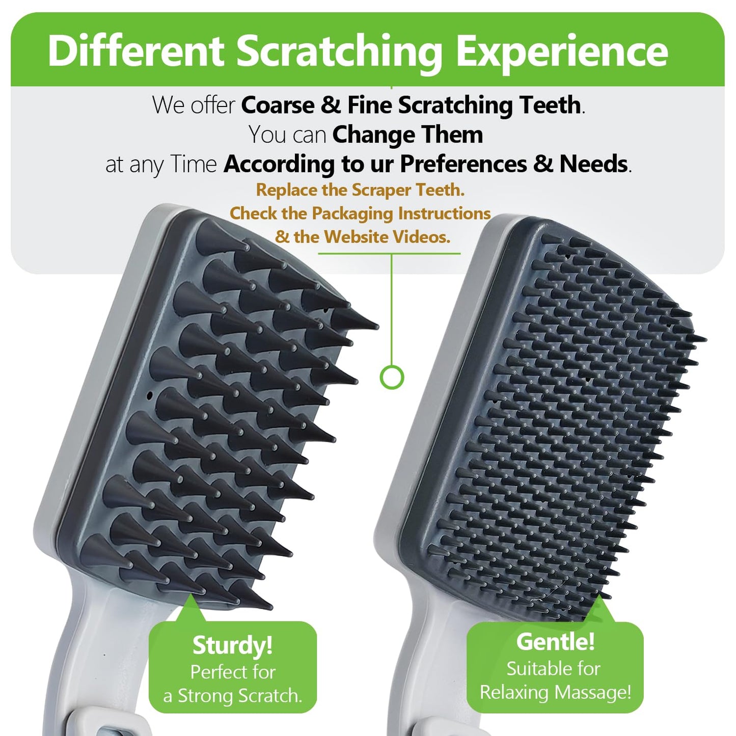 Folding Back Scratcher with Replaceable Heads and 18-Inch Arc Handle