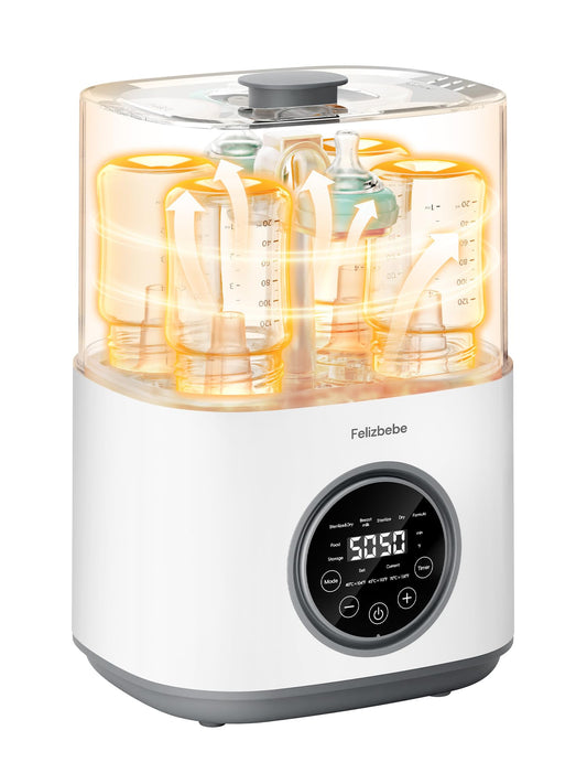 Large Capacity 6-in-1 Steam Baby Bottle Sterilizer and Dryer for Pump Parts & Pacifiers