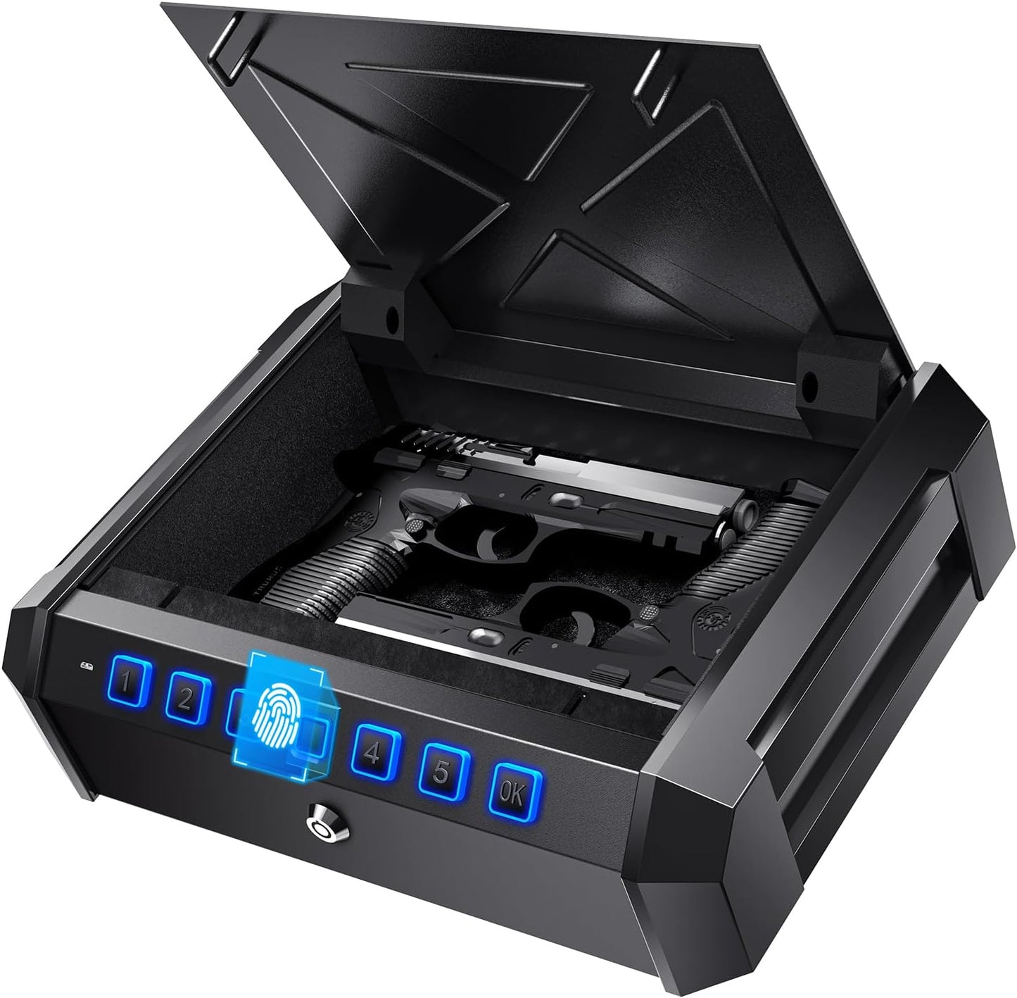 Biometric Handgun Safe: Quick Access, Fits 2 Pistols, Portable with Safety Rope
