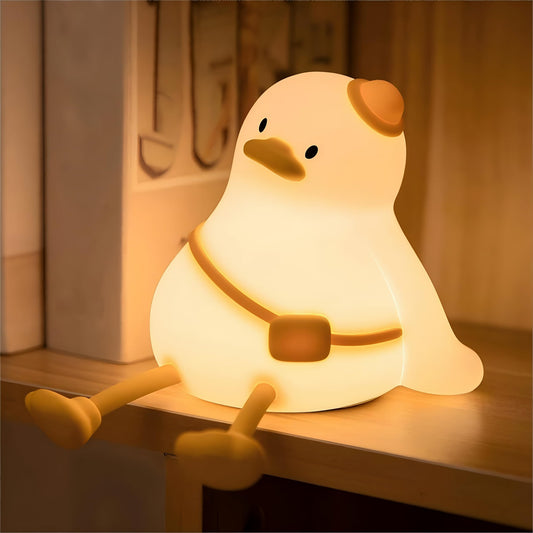 Duck Night Light for Kids, Rechargeable Silicone Squishy Lamp with Touch Control and 30-Minute Timer, Portable Dimmable Nursery Light