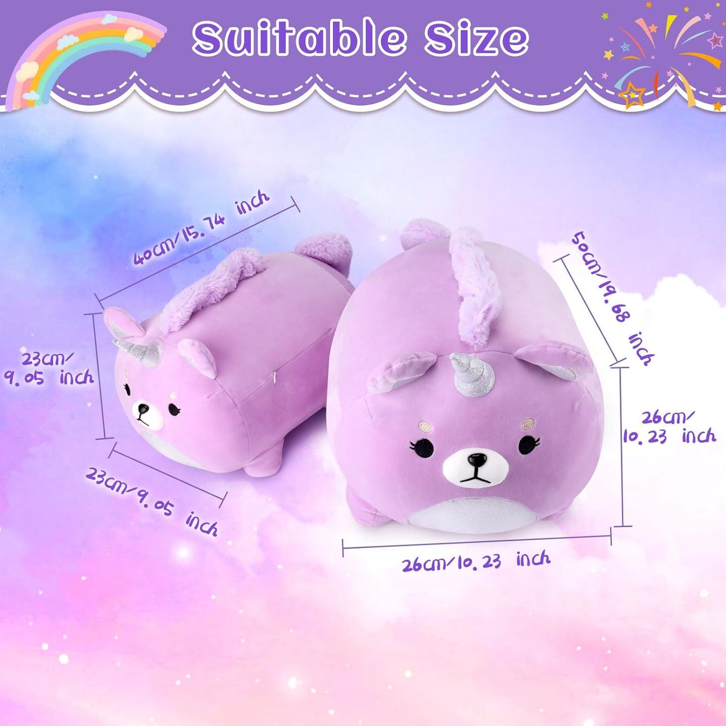 Unicorn Plush Shiba Inu - Cute Purple Stuffed Animal for Room Decor & Gifts