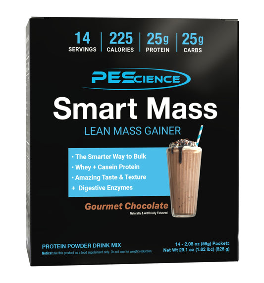Smart Mass Gainer Lean Muscle Protein Powder Gourmet Chocolate 14 Packets