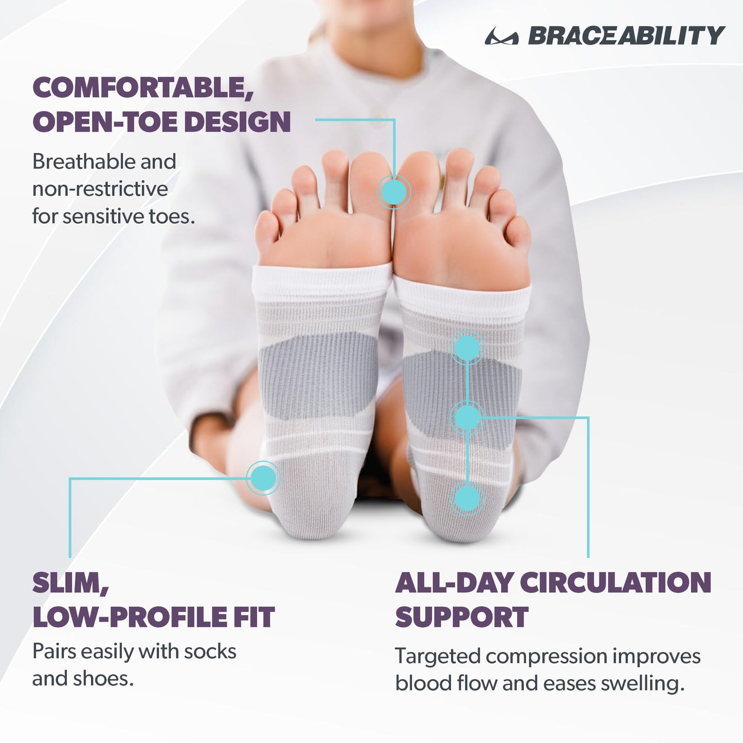 Diabetic Compression Ankle Socks for Neuropathy and Swelling Relief - Black - Large